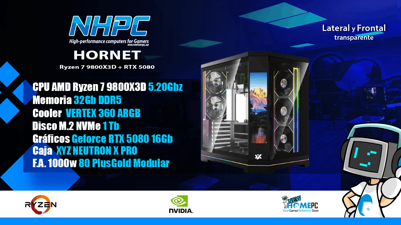 PC NHPC HORNET AMD Ryzen 7 9800X3D | 32GB | RTX 5080 | 1TB